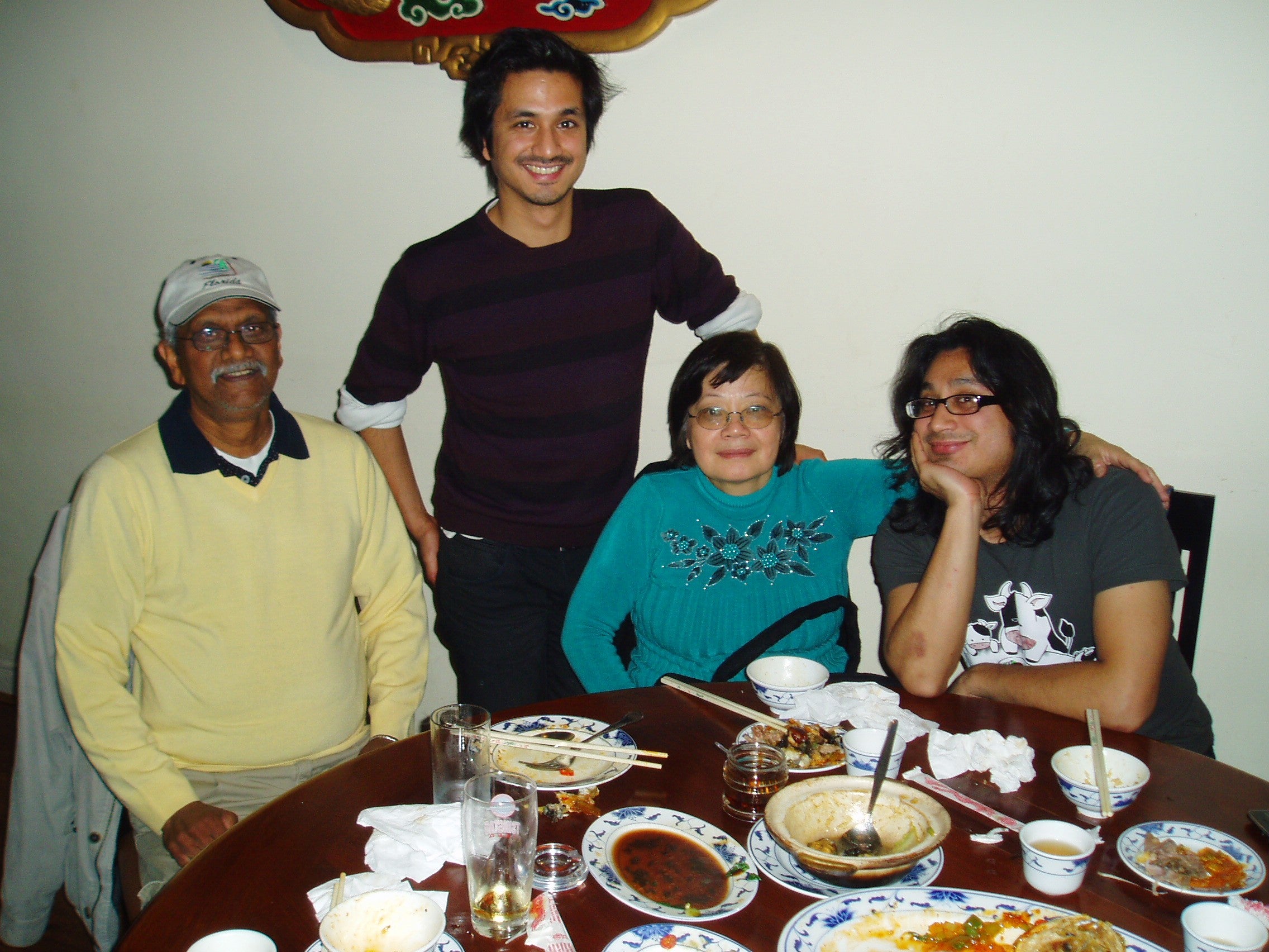 Family photo in restaurant